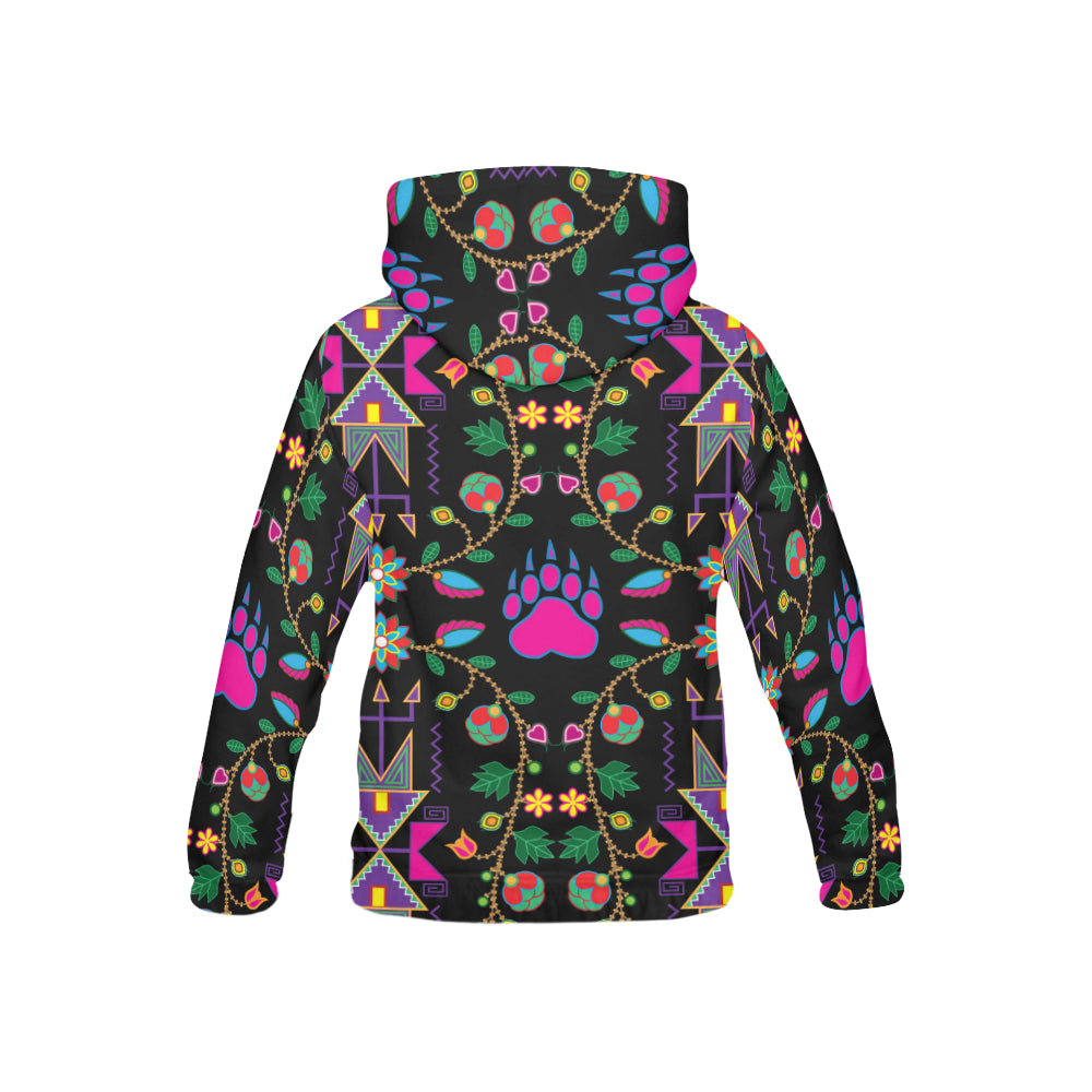 Geometric Floral Fall-Black All Over Print Hoodie for Kid (USA Size) (Model H13) All Over Print Hoodie for Kid (H13) e-joyer 