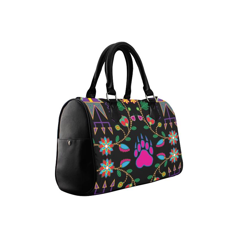 Geometric Floral Fall-Black Boston Handbag (Model 1621) Boston Handbags (1621) e-joyer 