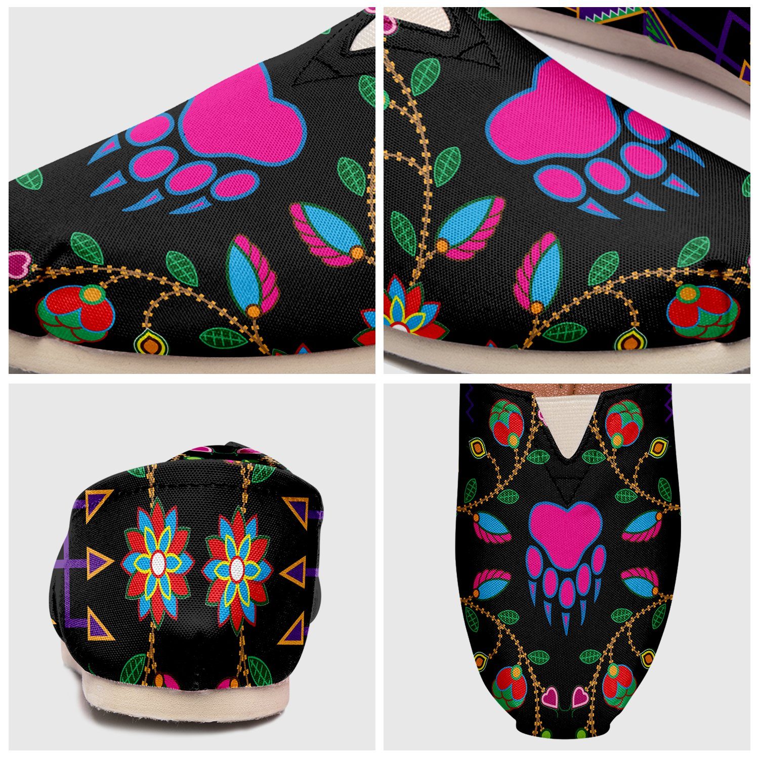 Geometric Floral Fall Black Casual Unisex Slip On Shoe Herman 