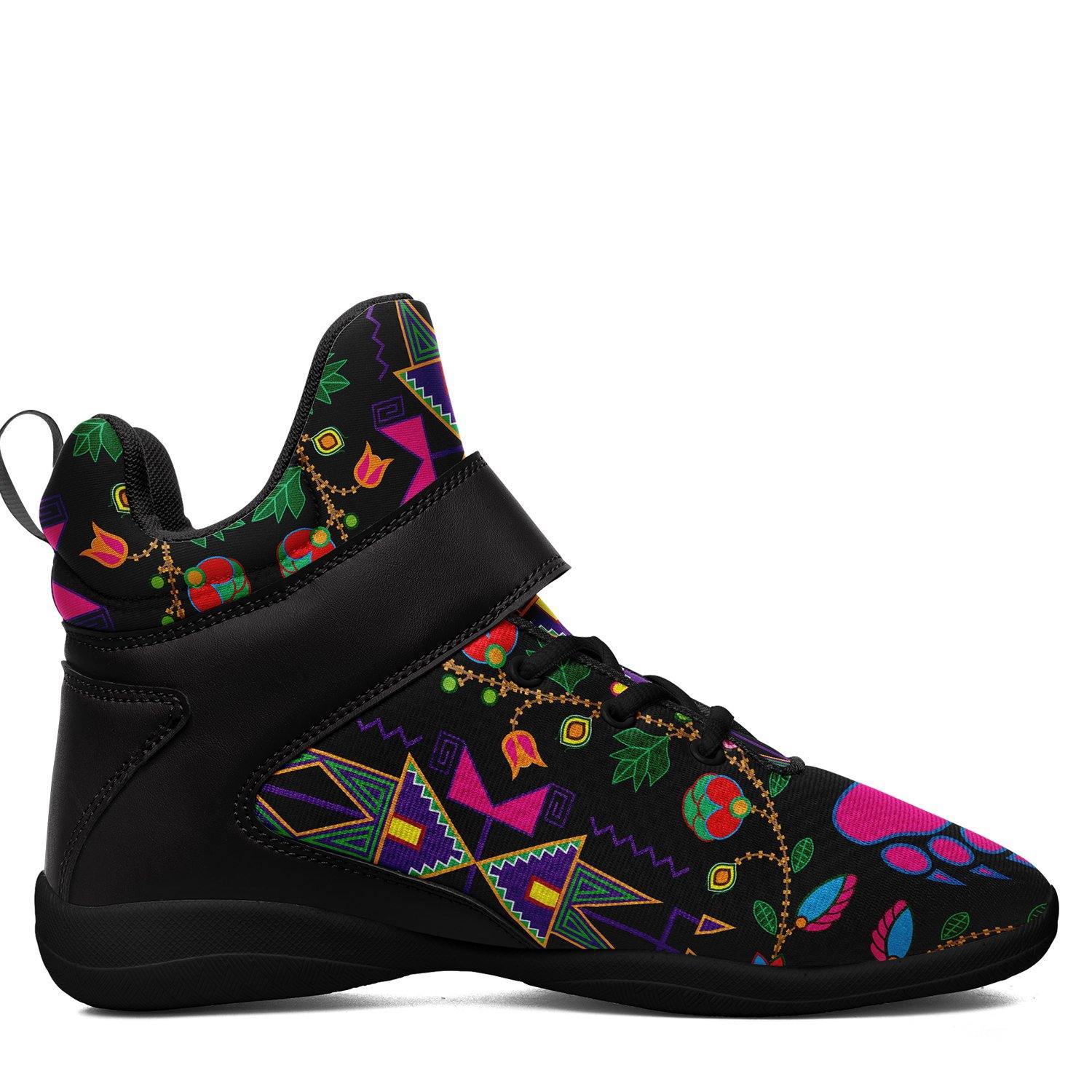 Geometric Floral Fall Black Ipottaa Basketball / Sport High Top Shoes - Black Sole 49 Dzine 