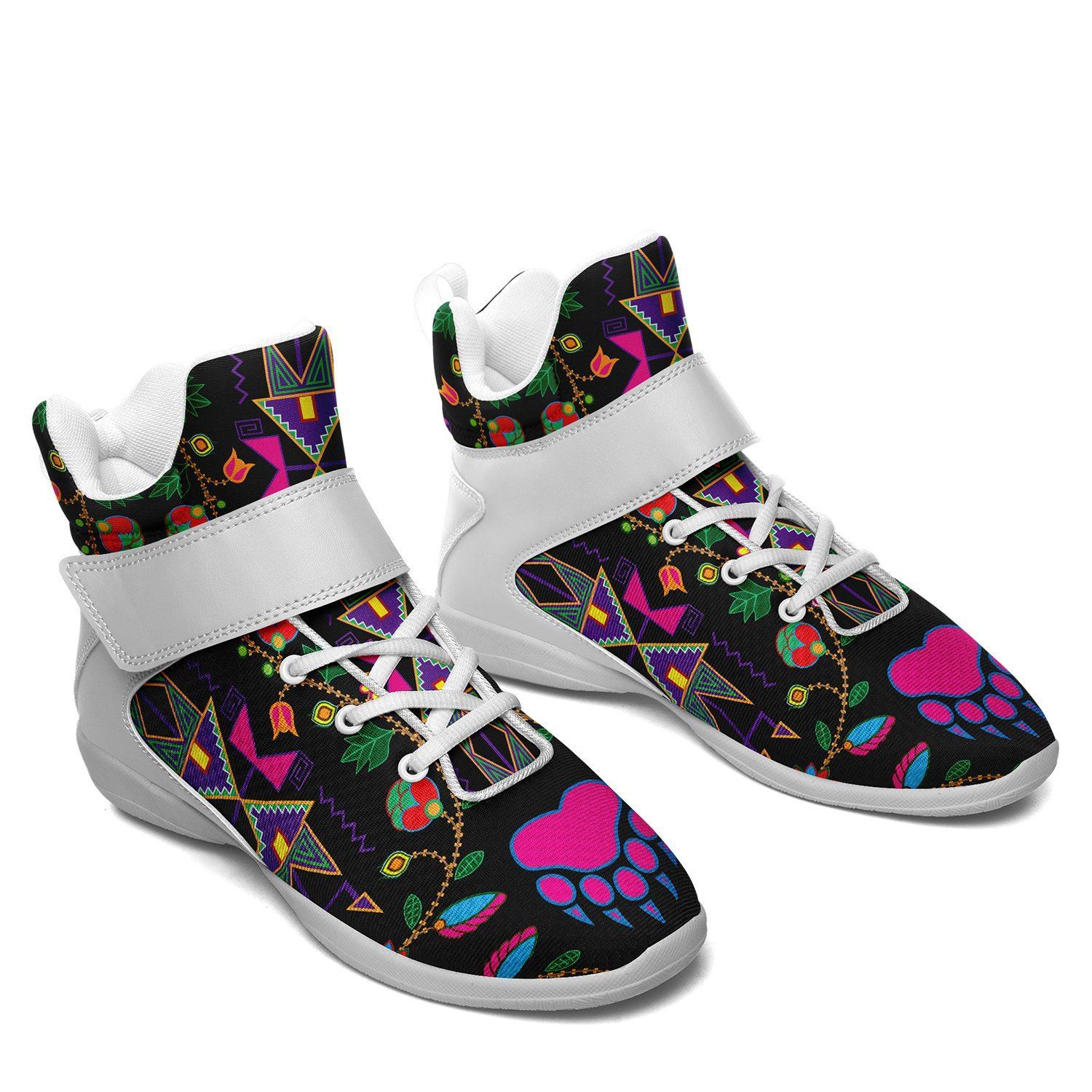 Geometric Floral Fall Black Kid's Ipottaa Basketball / Sport High Top Shoes 49 Dzine 