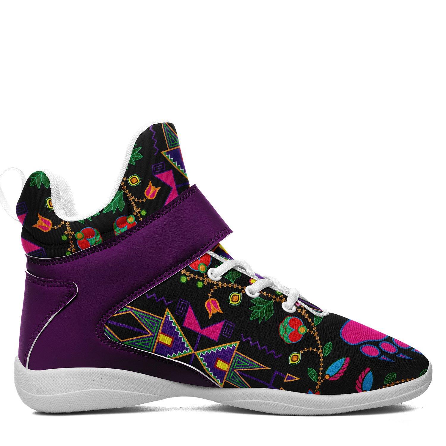 Geometric Floral Fall Black Kid's Ipottaa Basketball / Sport High Top Shoes 49 Dzine 