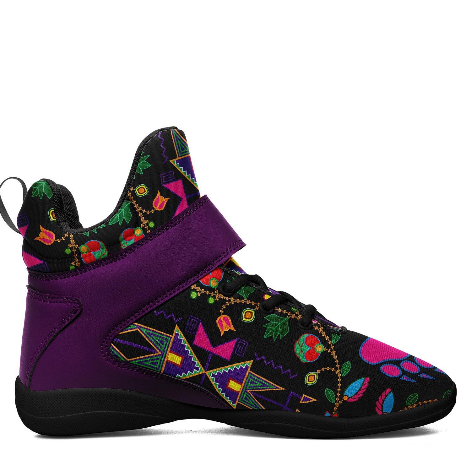 Geometric Floral Fall Black Kid's Ipottaa Basketball / Sport High Top Shoes 49 Dzine 