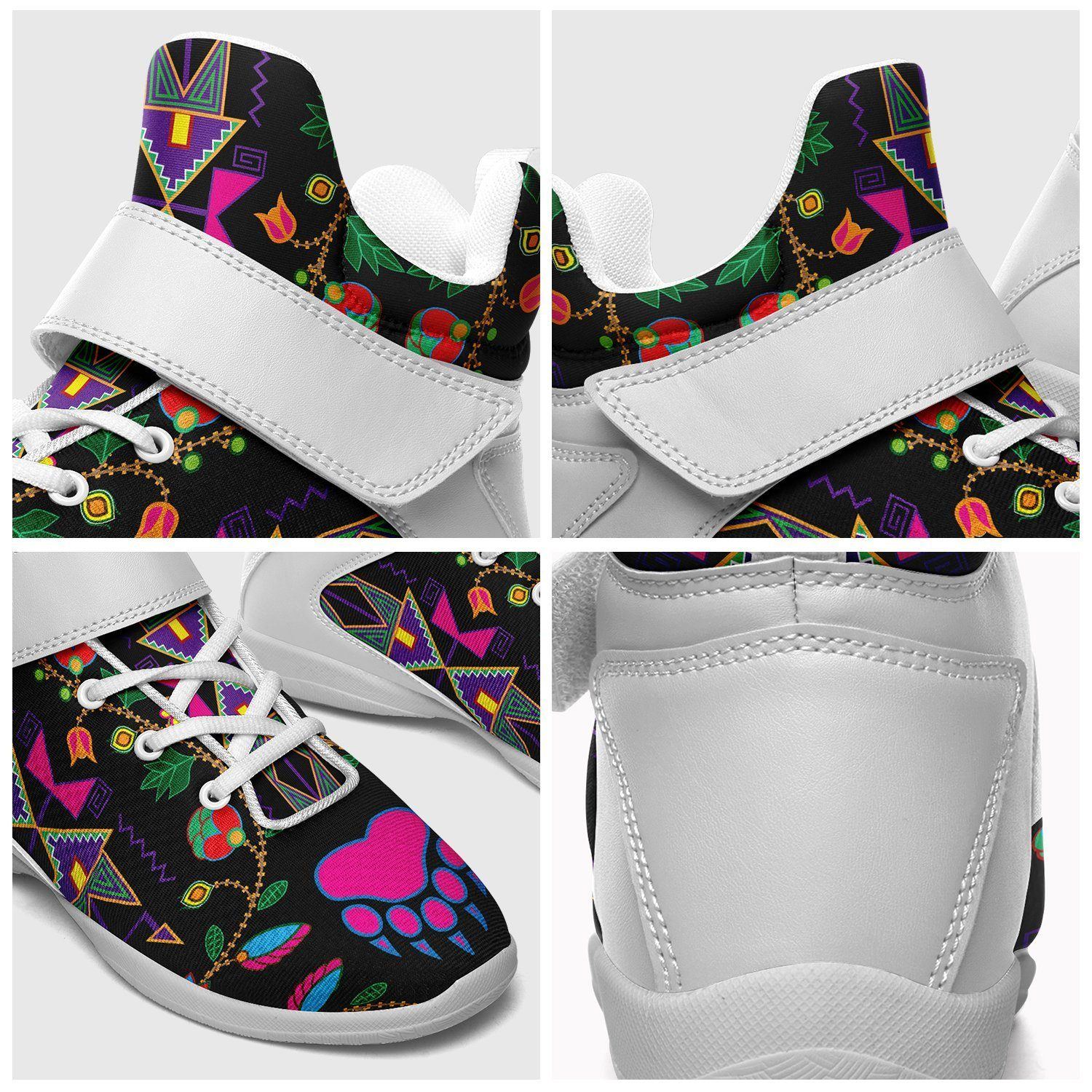 Geometric Floral Fall Black Kid's Ipottaa Basketball / Sport High Top Shoes 49 Dzine 