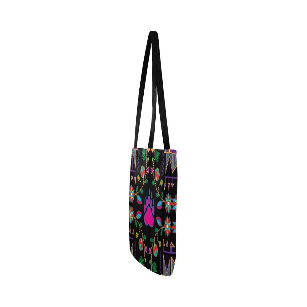 Geometric Floral Fall-Black Reusable Shopping Bag Model 1660 (Two sides) Shopping Tote Bag (1660) e-joyer 