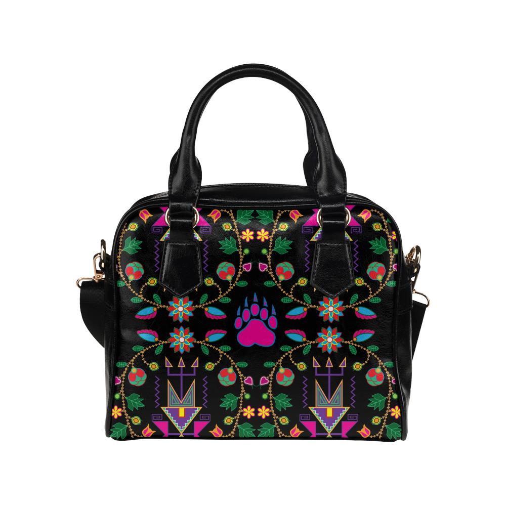 Geometric Floral Fall-Black Shoulder Handbag (Model 1634) Shoulder Handbags (1634) e-joyer 