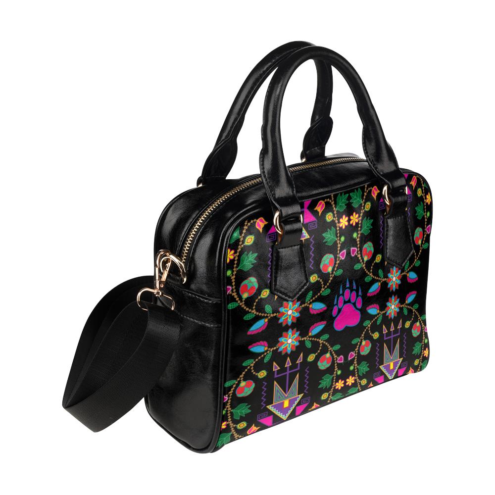 Geometric Floral Fall-Black Shoulder Handbag (Model 1634) Shoulder Handbags (1634) e-joyer 