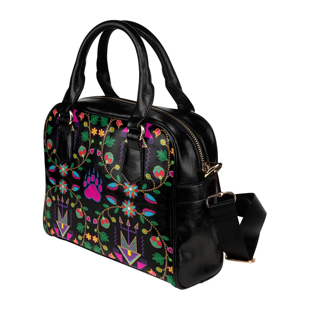 Geometric Floral Fall-Black Shoulder Handbag (Model 1634) Shoulder Handbags (1634) e-joyer 