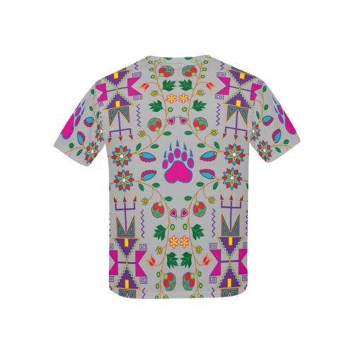 Geometric Floral Fall-Gray All Over Print T-shirt for Kid (USA Size) (Model T40) All Over Print T-shirt for Kid (T40) e-joyer 