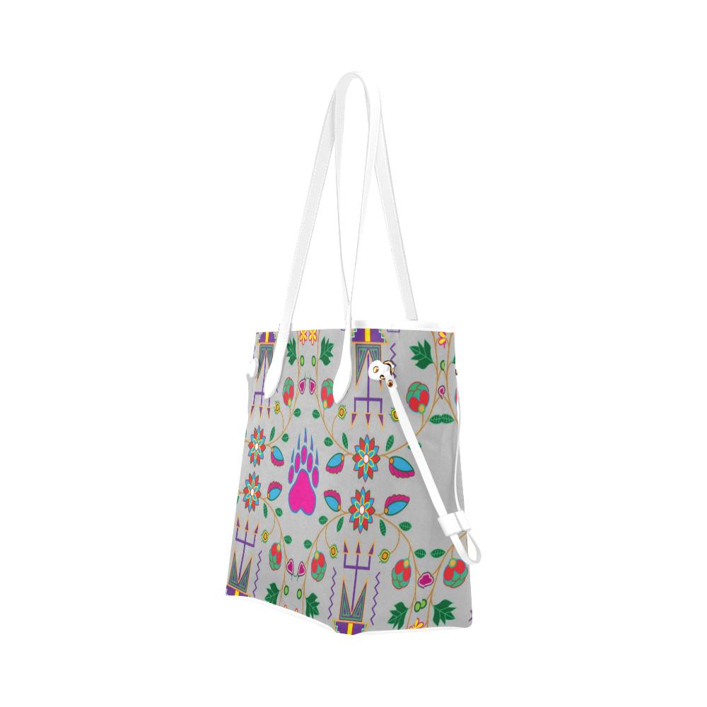 Geometric Floral Fall - Gray Clover Canvas Tote Bag (Model 1661) Clover Canvas Tote Bag (1661) e-joyer 