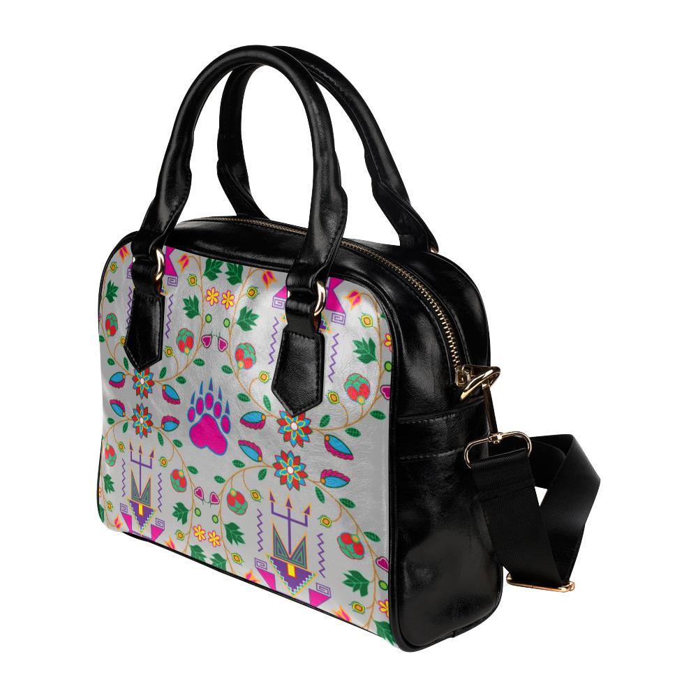 Geometric Floral Fall-Gray Shoulder Handbag (Model 1634) Shoulder Handbags (1634) e-joyer 