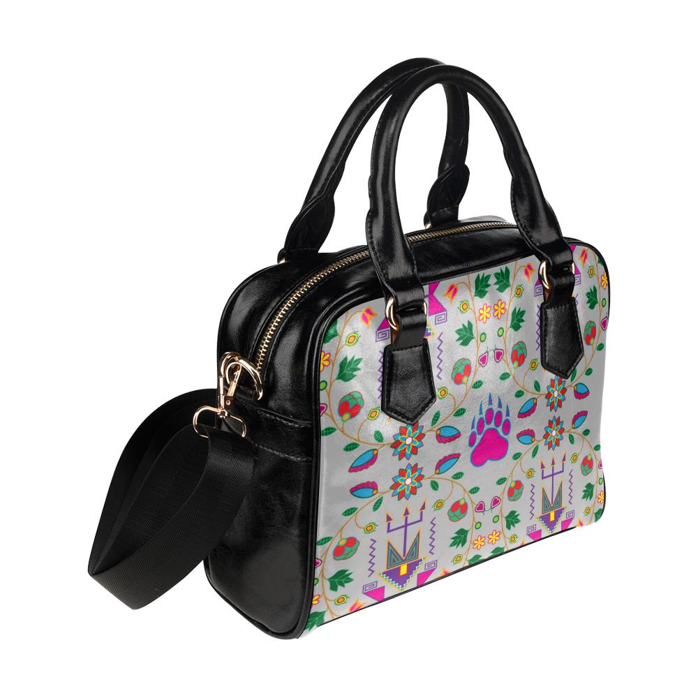 Geometric Floral Fall-Gray Shoulder Handbag (Model 1634) Shoulder Handbags (1634) e-joyer 