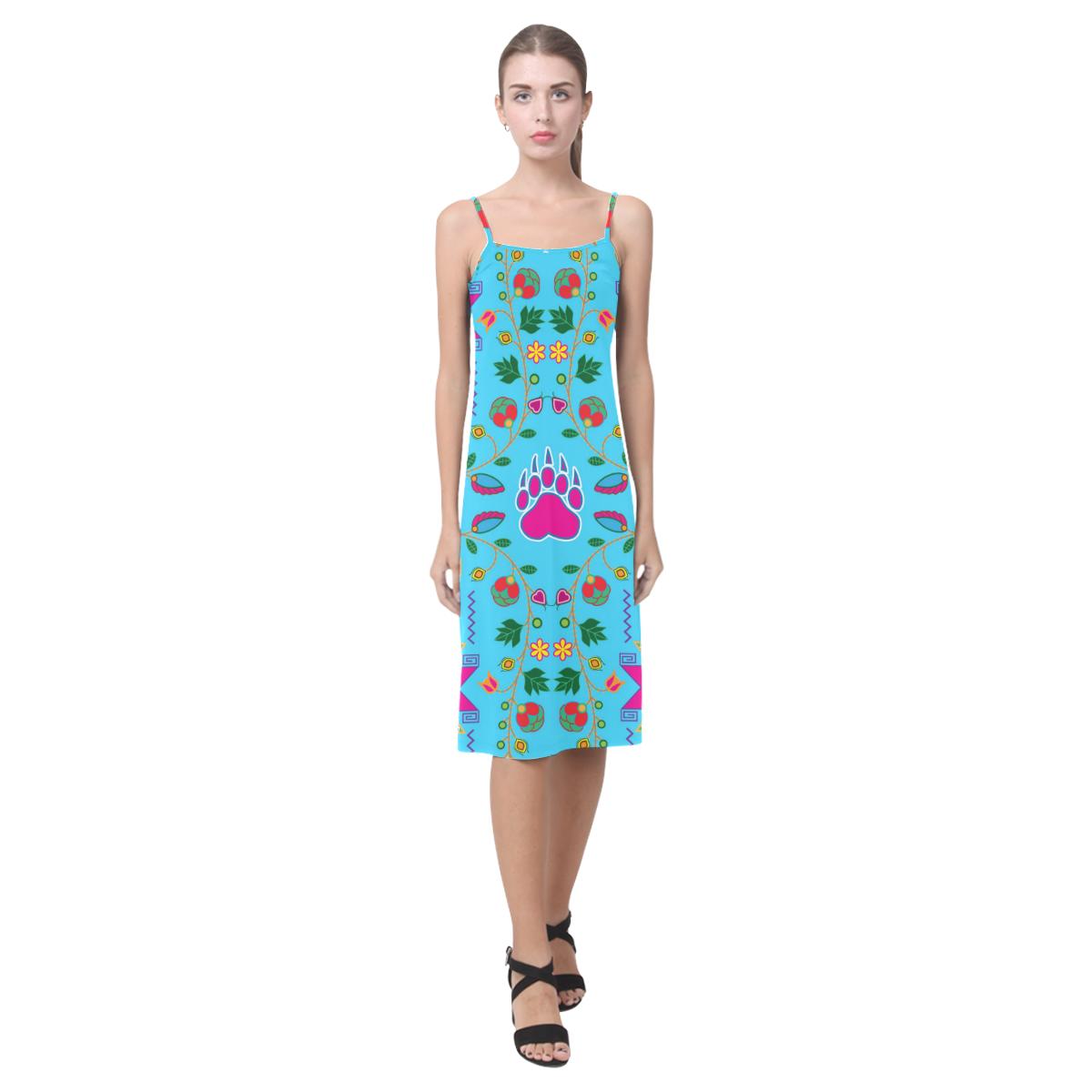 Geometric Floral Fall - Sky Blue Alcestis Slip Dress (Model D05) Alcestis Slip Dress (D05) e-joyer 