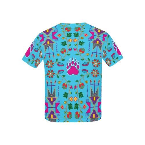Geometric Floral Fall Sky Blue All Over Print T-shirt for Kid (USA Size) (Model T40) All Over Print T-shirt for Kid (T40) e-joyer 