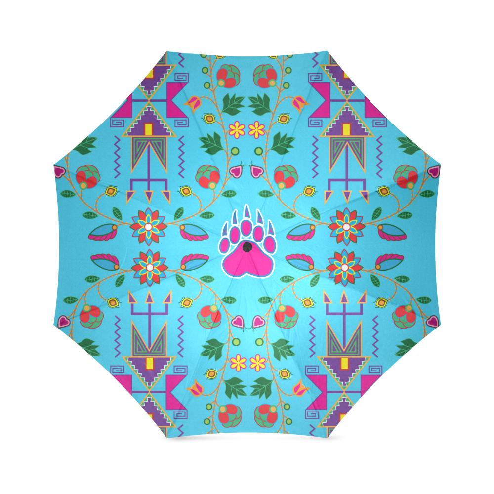 Geometric Floral Fall-Sky Blue Foldable Umbrella Foldable Umbrella e-joyer 