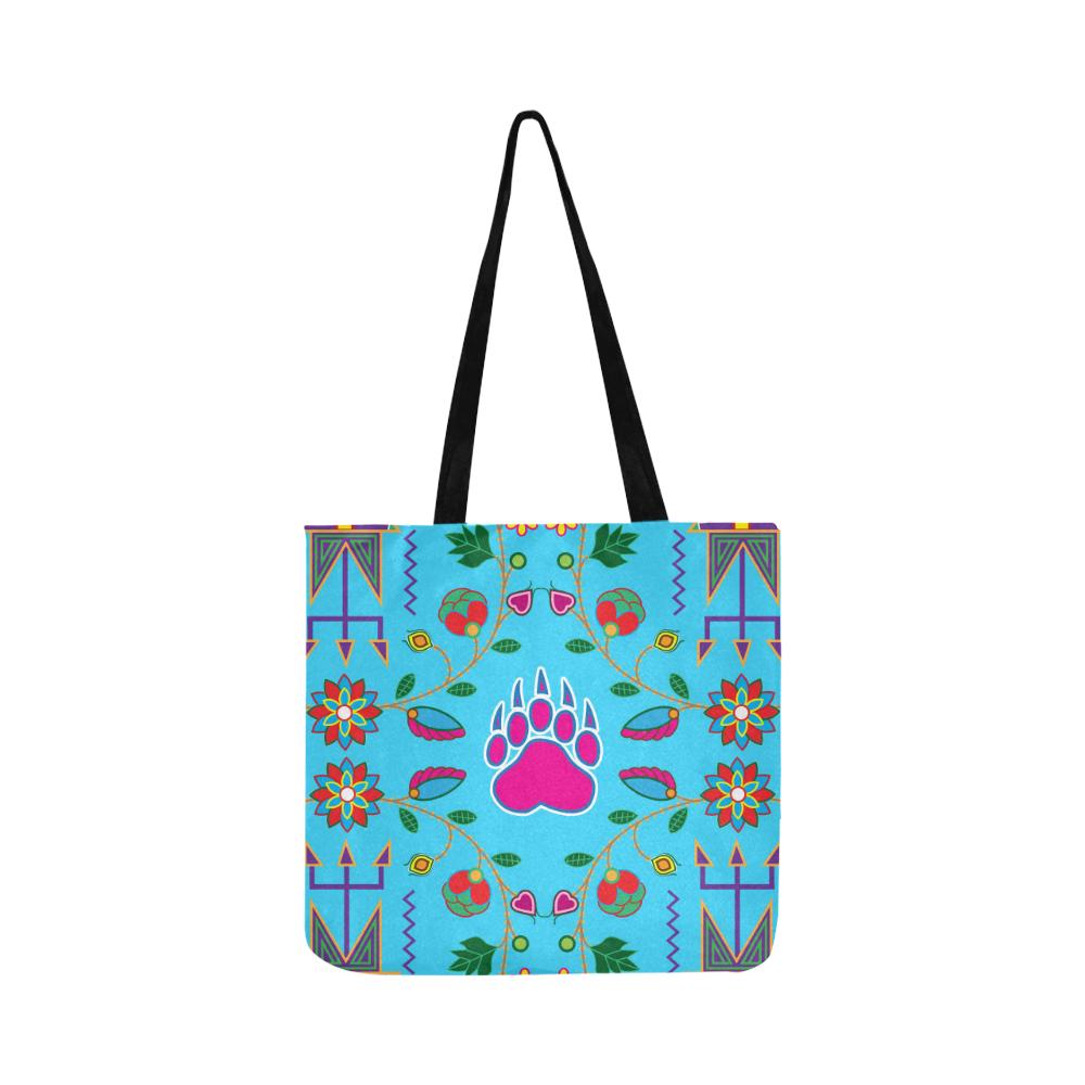 Geometric Floral Fall-Sky Blue Reusable Shopping Bag Model 1660 (Two sides) Shopping Tote Bag (1660) e-joyer 