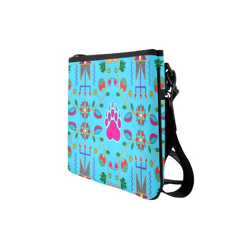 Geometric Floral Fall-Sky Blue Slim Clutch Bag (Model 1668) Slim Clutch Bags (1668) e-joyer 