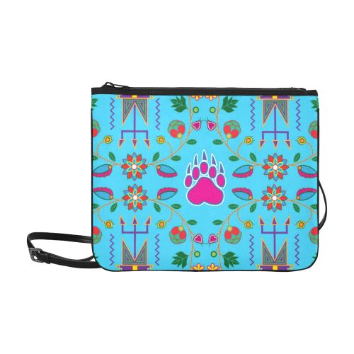 Geometric Floral Fall-Sky Blue Slim Clutch Bag (Model 1668) Slim Clutch Bags (1668) e-joyer 