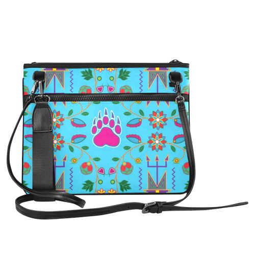 Geometric Floral Fall-Sky Blue Slim Clutch Bag (Model 1668) Slim Clutch Bags (1668) e-joyer 