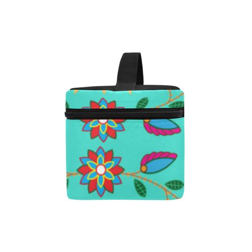 Geometric Floral Fall-Sky Cosmetic Bag/Large (Model 1658) Cosmetic Bag e-joyer 