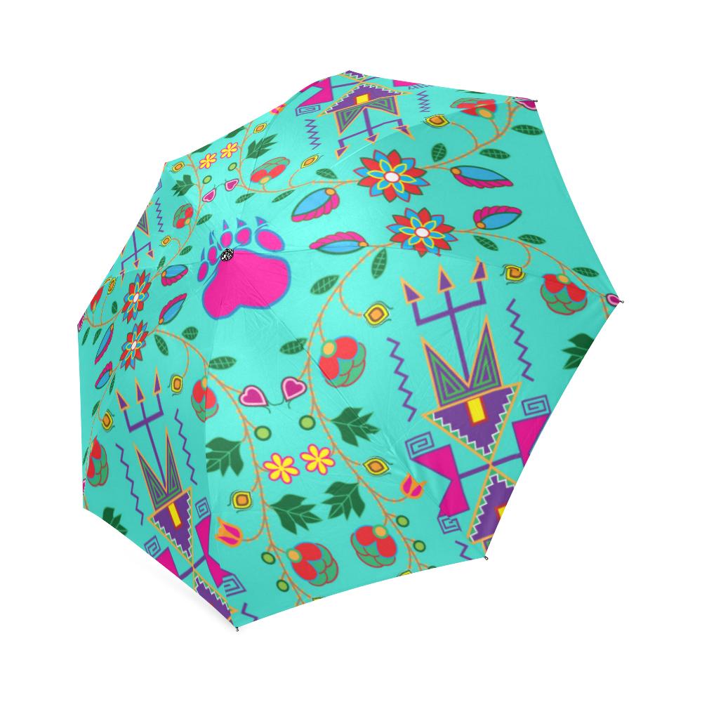 Geometric Floral Fall-Sky Foldable Umbrella Foldable Umbrella e-joyer 