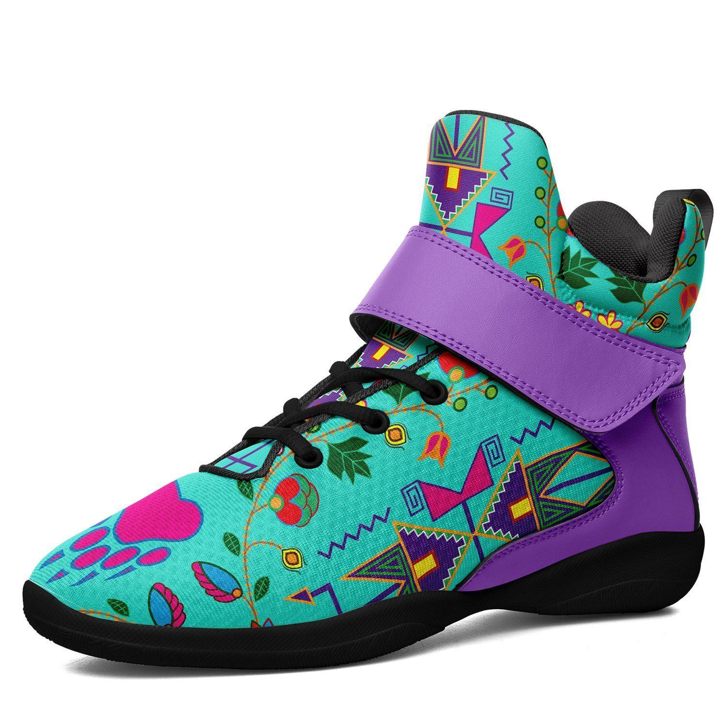 Geometric Floral Fall Sky Ipottaa Basketball / Sport High Top Shoes - Black Sole 49 Dzine US Men 7 / EUR 40 Black Sole with Lavender Strap 