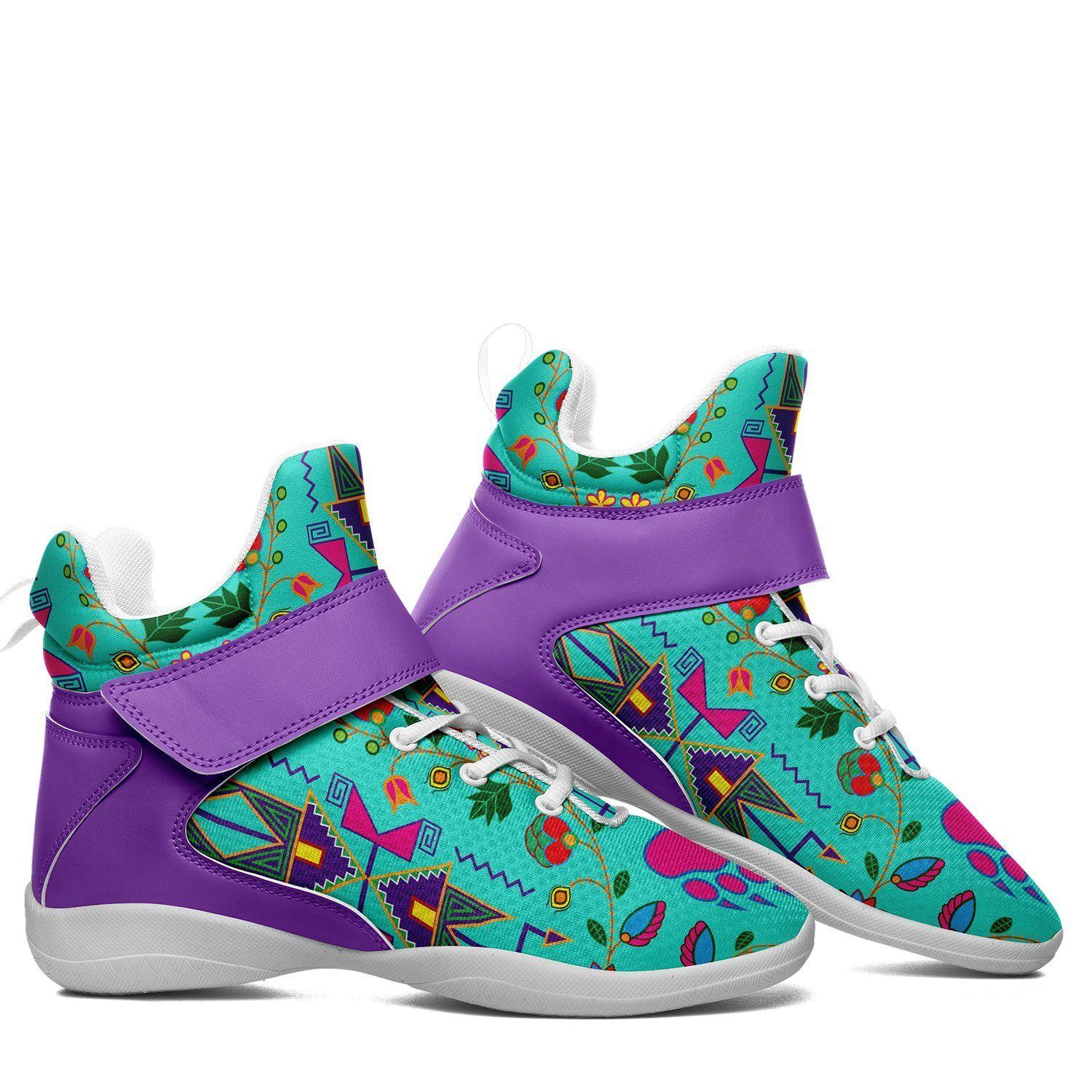 Geometric Floral Fall Sky Kid's Ipottaa Basketball / Sport High Top Shoes 49 Dzine 