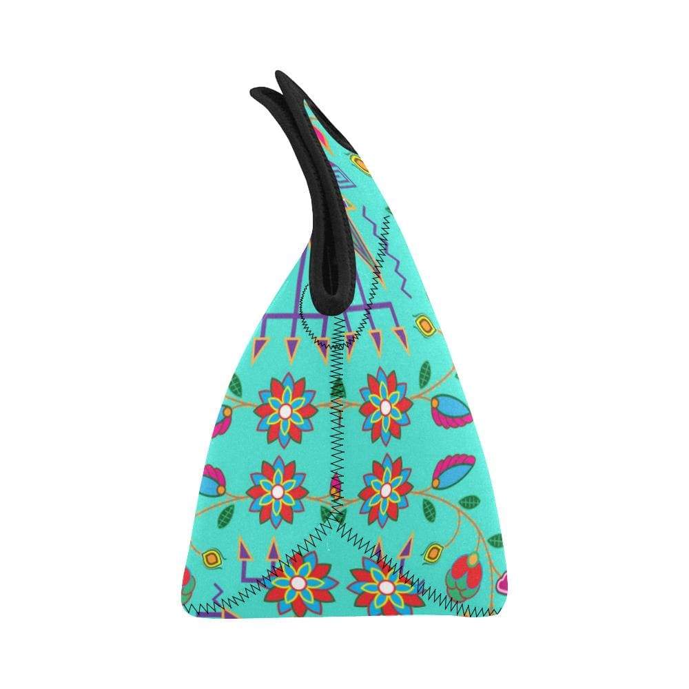 Geometric Floral Fall-Sky Neoprene Lunch Bag/Small (Model 1669) Neoprene Lunch Bag/Small (1669) e-joyer 