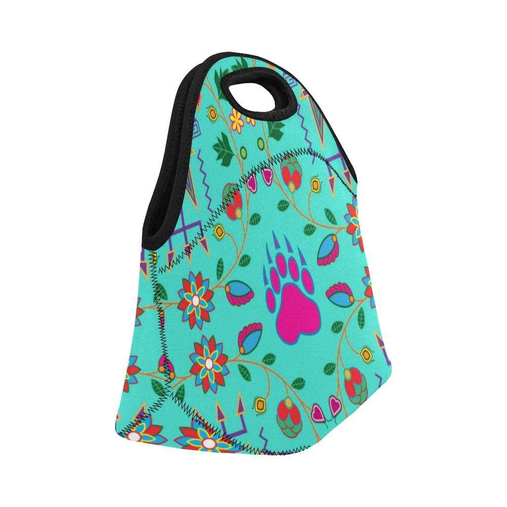 Geometric Floral Fall-Sky Neoprene Lunch Bag/Small (Model 1669) Neoprene Lunch Bag/Small (1669) e-joyer 