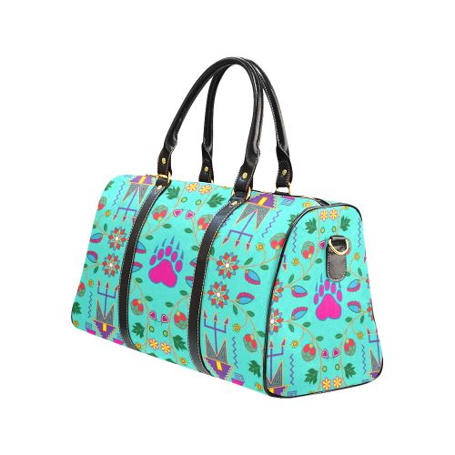 Geometric Floral Fall-Sky New Waterproof Travel Bag/Large (Model 1639) Waterproof Travel Bags (1639) e-joyer 