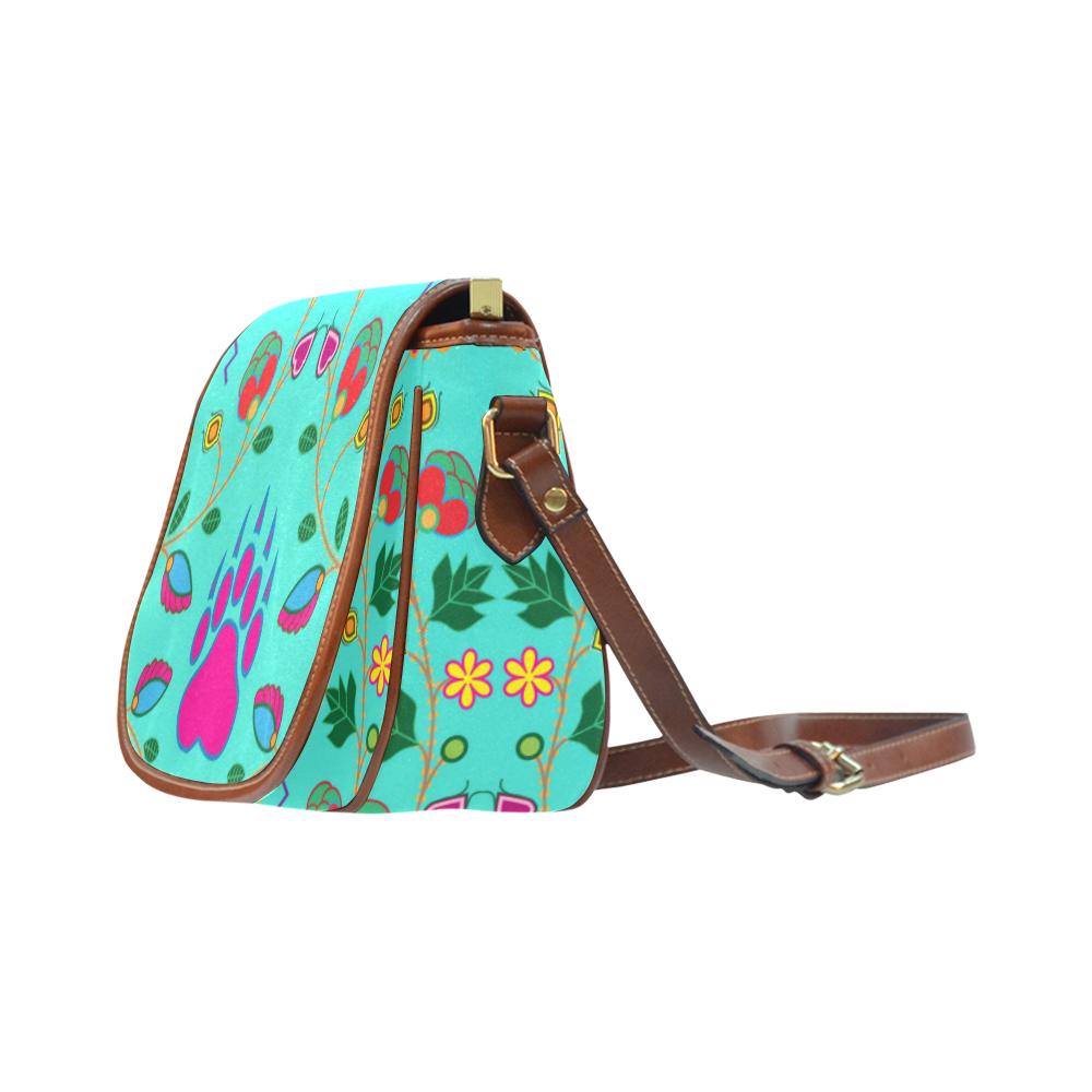 Geometric Floral Fall - Sky Saddle Bag/Small (Model 1649) Full Customization Saddle Bag/Small (Full Customization) e-joyer 