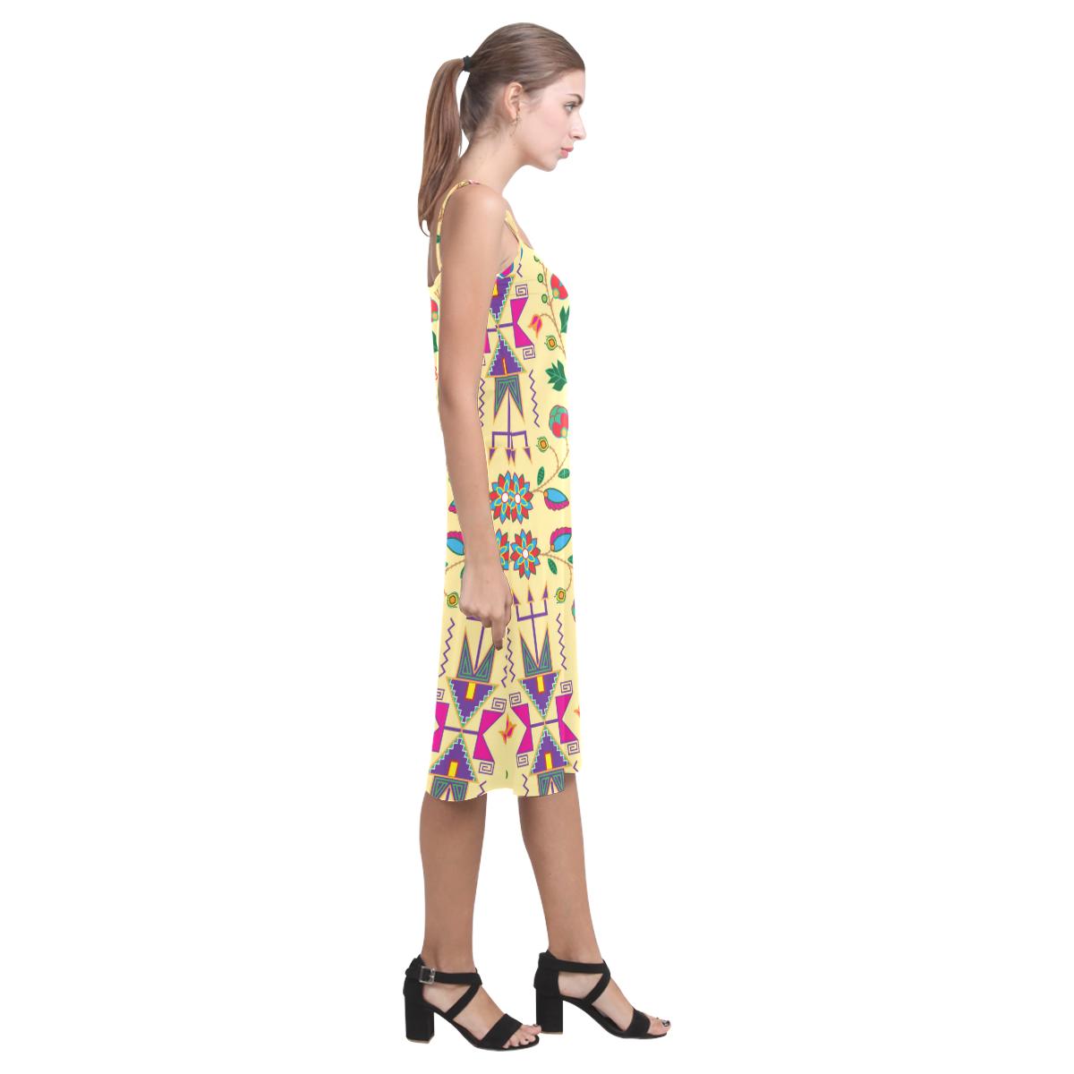 Geometric Floral Fall - Vanilla Alcestis Slip Dress (Model D05) Alcestis Slip Dress (D05) e-joyer 