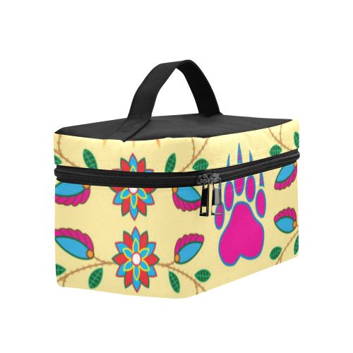 Geometric Floral Fall-Vanilla Cosmetic Bag/Large (Model 1658) Cosmetic Bag e-joyer 