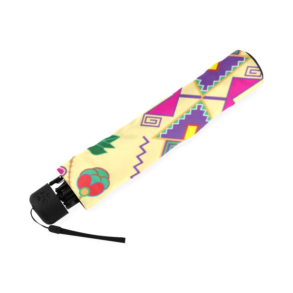 Geometric Floral Fall-Vanilla Foldable Umbrella Foldable Umbrella e-joyer 