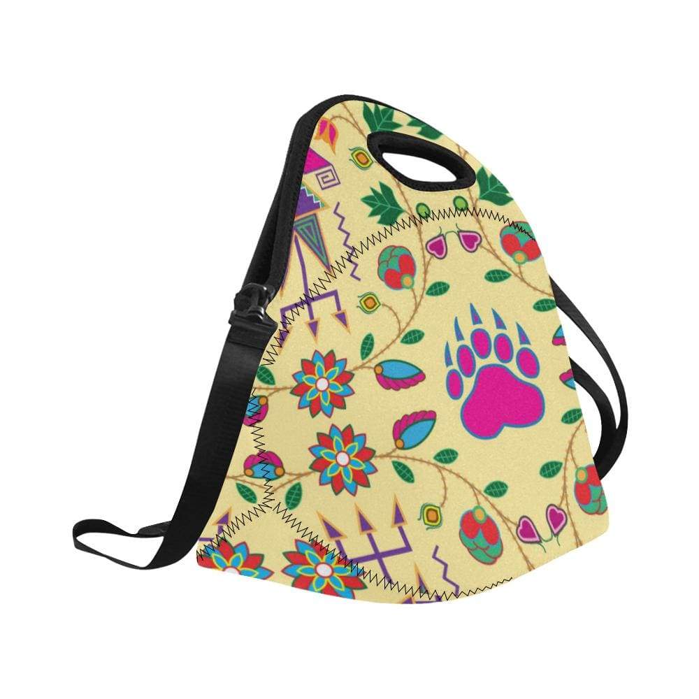 Geometric Floral Fall-Vanilla Neoprene Lunch Bag/Large (Model 1669) Neoprene Lunch Bag/Large (1669) e-joyer 