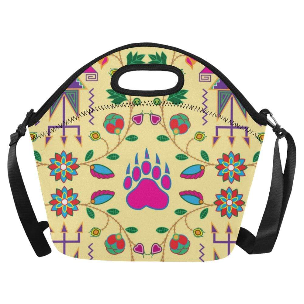 Geometric Floral Fall-Vanilla Neoprene Lunch Bag/Large (Model 1669) Neoprene Lunch Bag/Large (1669) e-joyer 