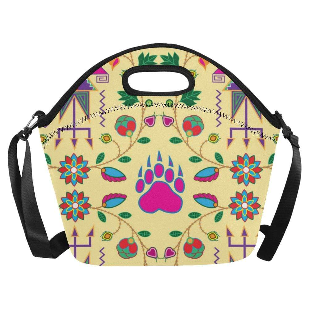 Geometric Floral Fall-Vanilla Neoprene Lunch Bag/Large (Model 1669) Neoprene Lunch Bag/Large (1669) e-joyer 