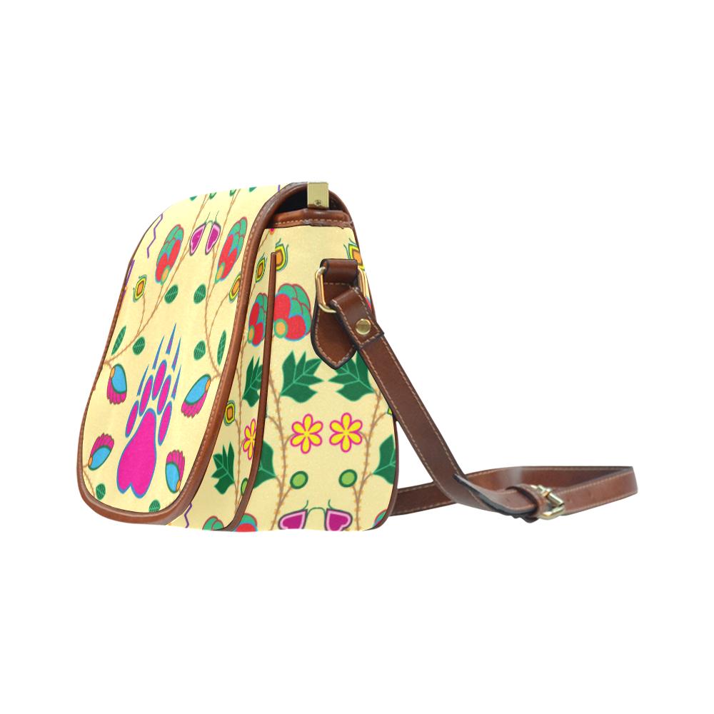 Geometric Floral Fall - Vanilla Saddle Bag/Small (Model 1649) Full Customization Saddle Bag/Small (Full Customization) e-joyer 