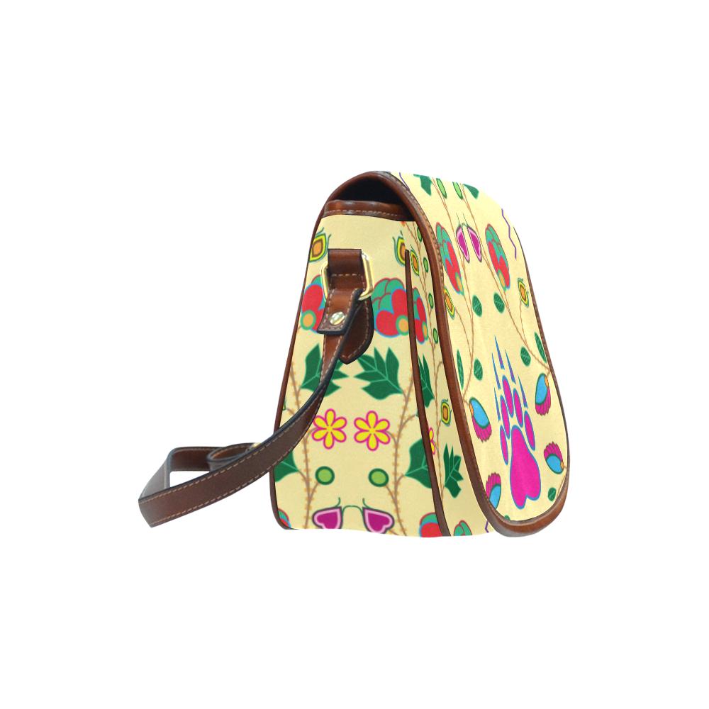 Geometric Floral Fall - Vanilla Saddle Bag/Small (Model 1649) Full Customization Saddle Bag/Small (Full Customization) e-joyer 