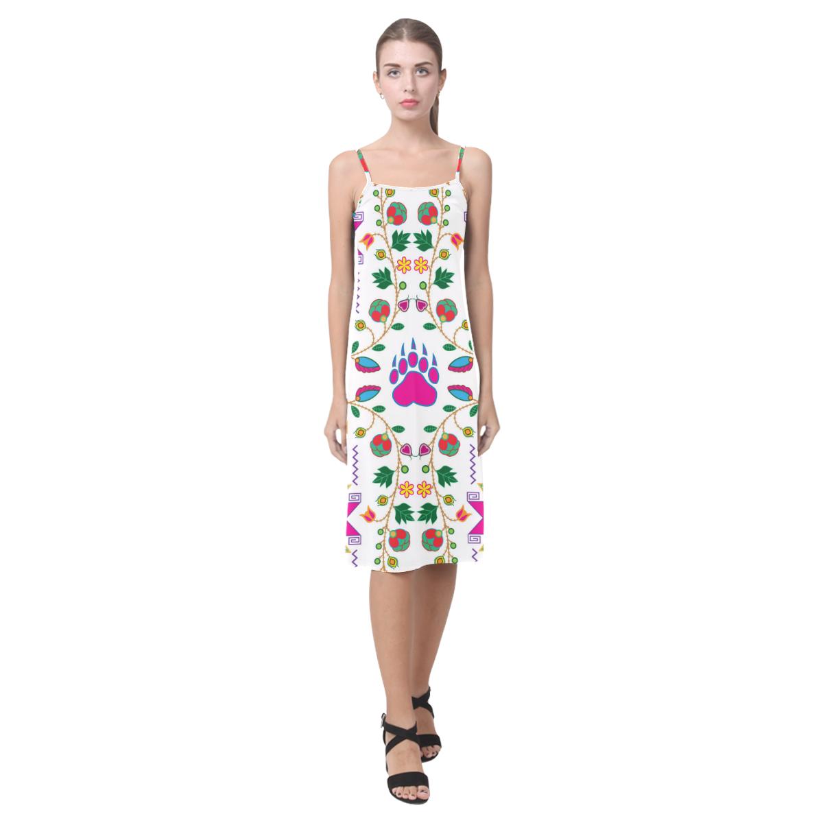 Geometric Floral Fall - White Alcestis Slip Dress (Model D05) Alcestis Slip Dress (D05) e-joyer 