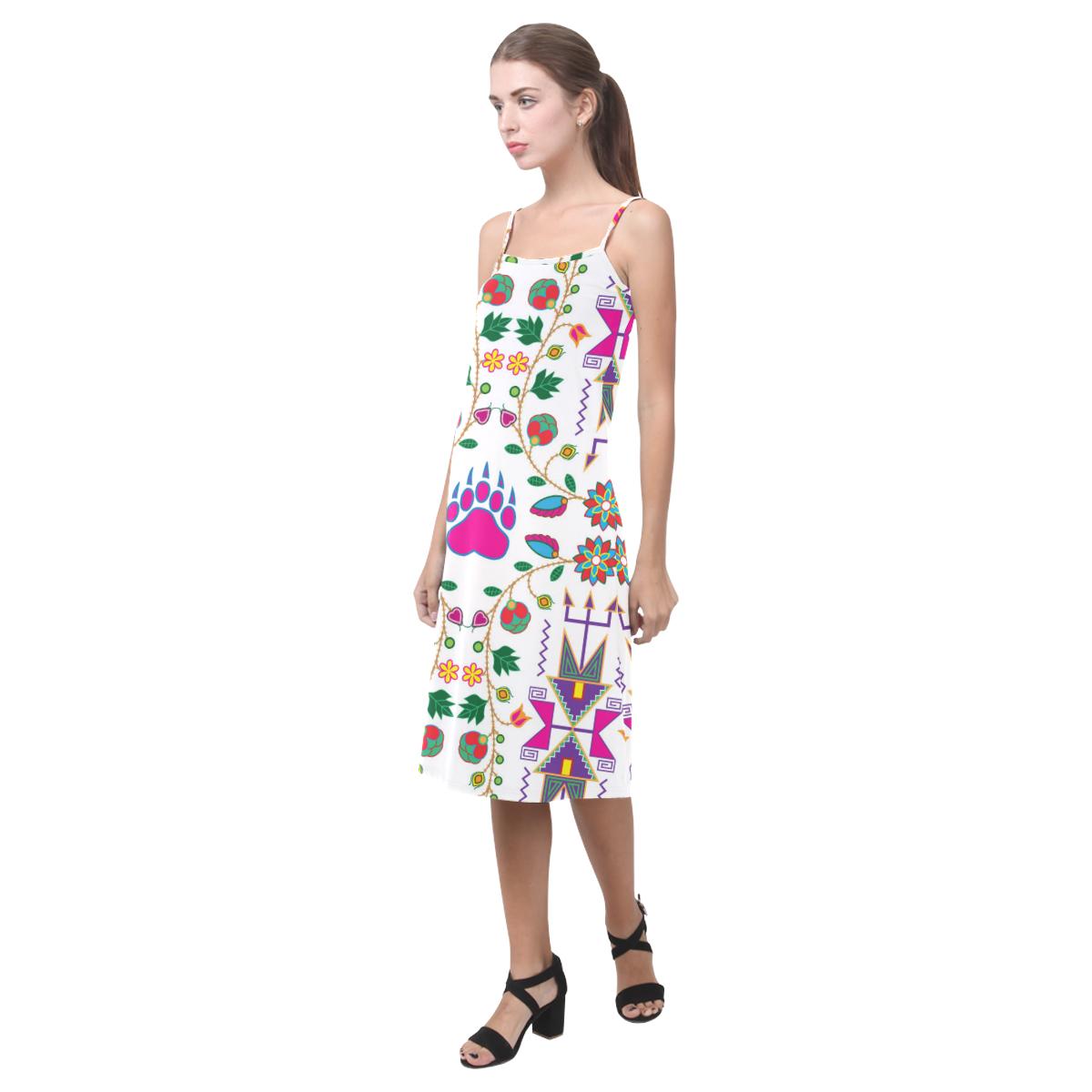 Geometric Floral Fall - White Alcestis Slip Dress (Model D05) Alcestis Slip Dress (D05) e-joyer 