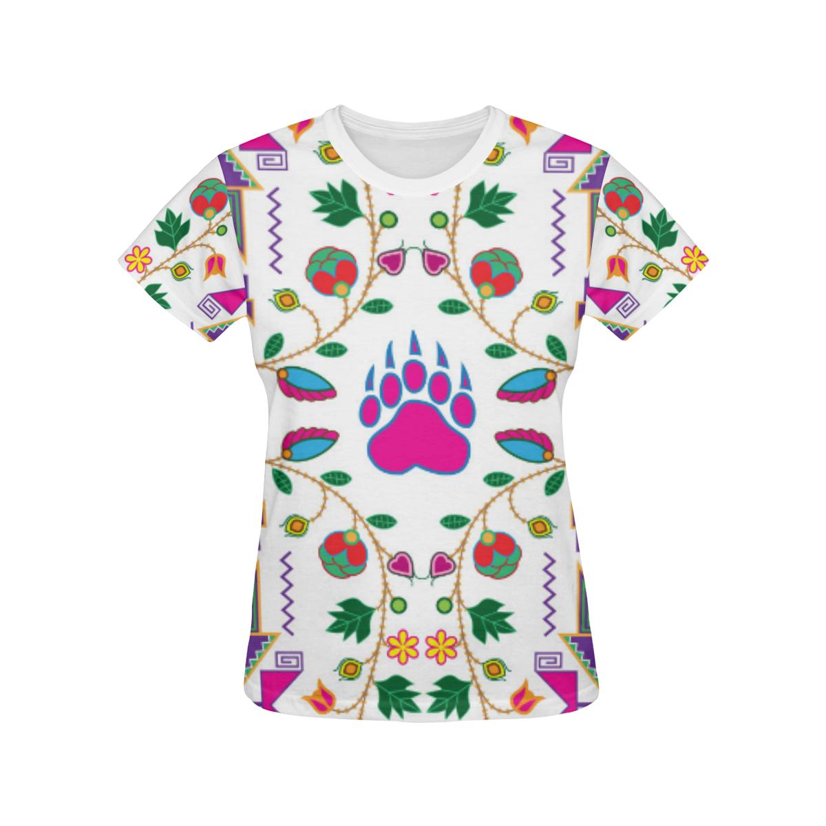 Geometric Floral Fall-White All Over Print T-shirt for Women/Large Size (USA Size) (Model T40) All Over Print T-Shirt for Women/Large (T40) e-joyer 