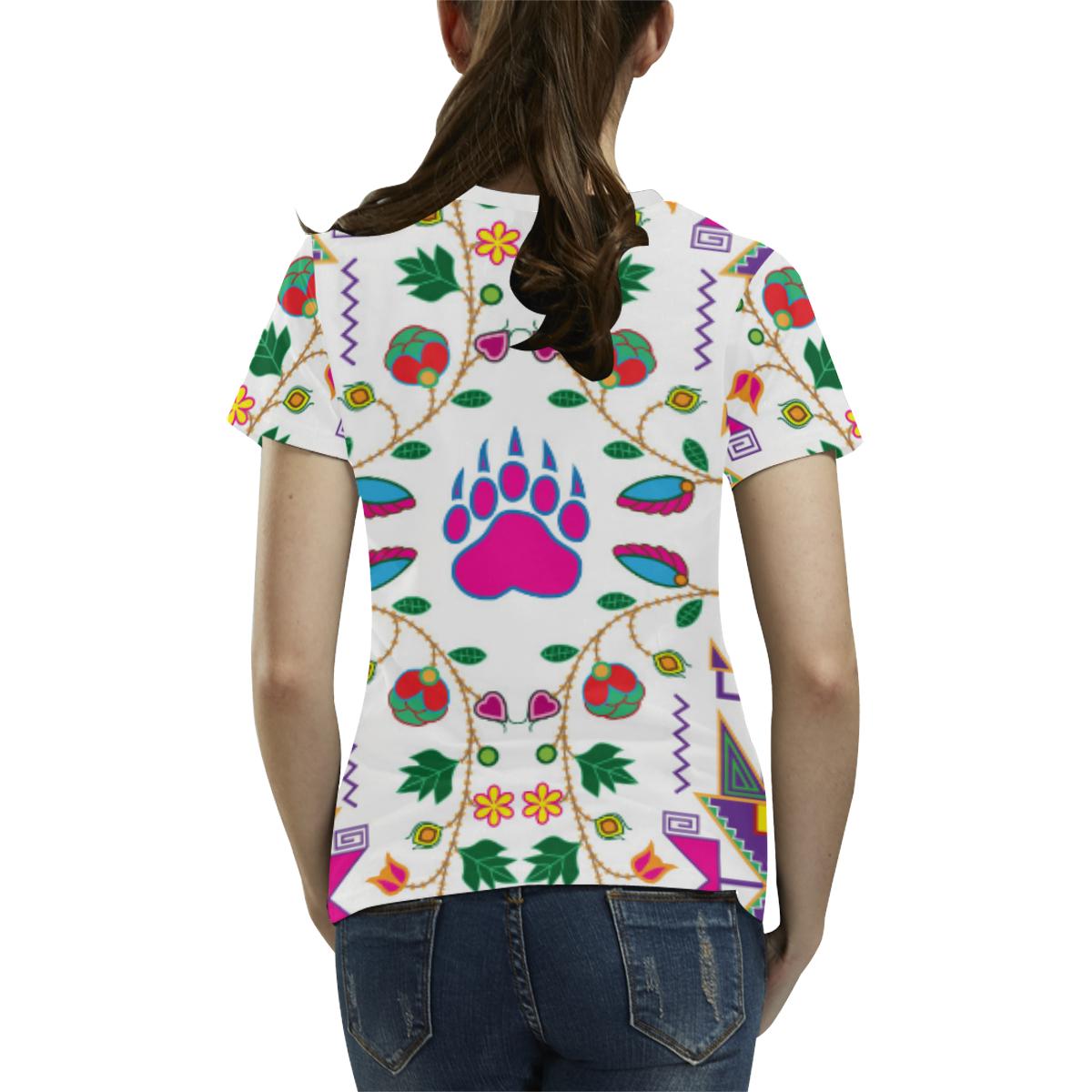 Geometric Floral Fall-White All Over Print T-shirt for Women/Large Size (USA Size) (Model T40) All Over Print T-Shirt for Women/Large (T40) e-joyer 