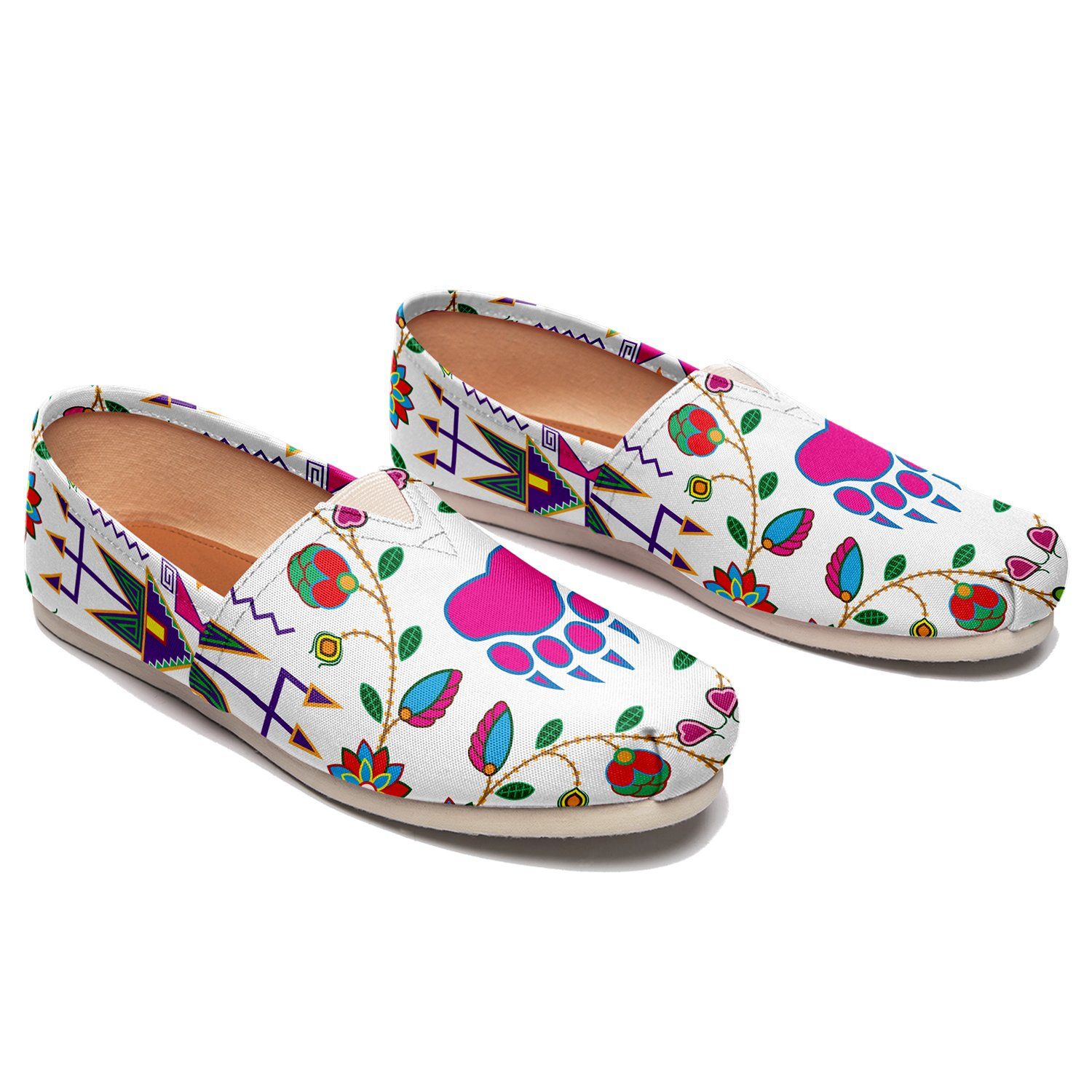 Geometric Floral Fall White Casual Unisex Slip On Shoe Herman 