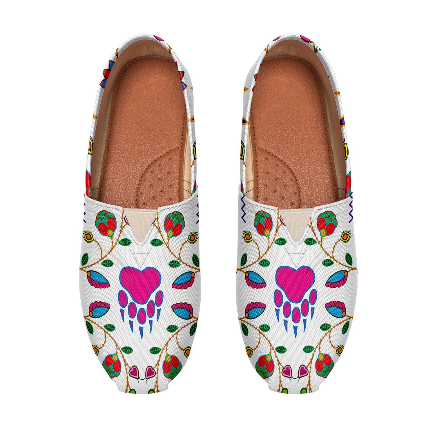 Geometric Floral Fall White Casual Unisex Slip On Shoe Herman 