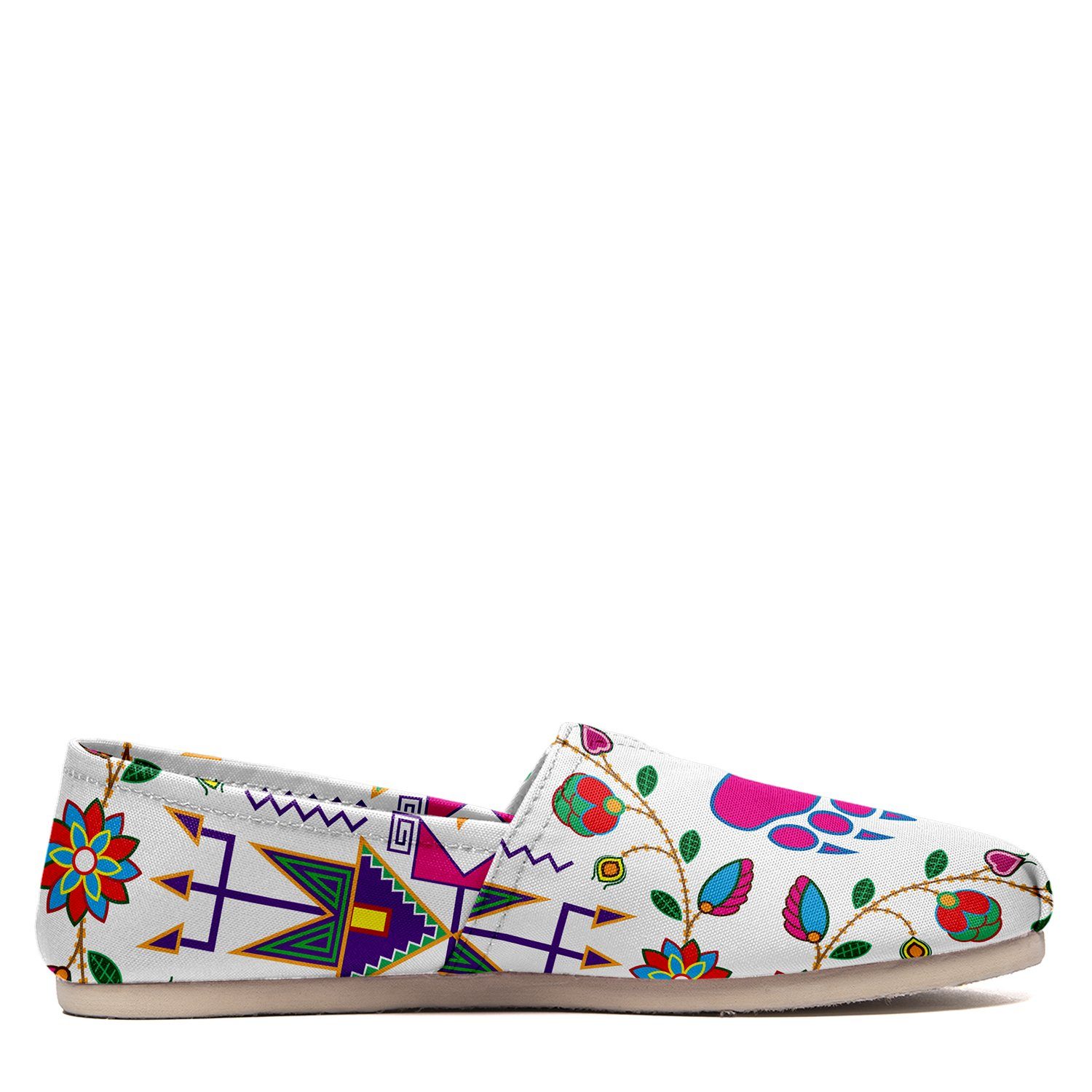 Geometric Floral Fall White Casual Unisex Slip On Shoe Herman 