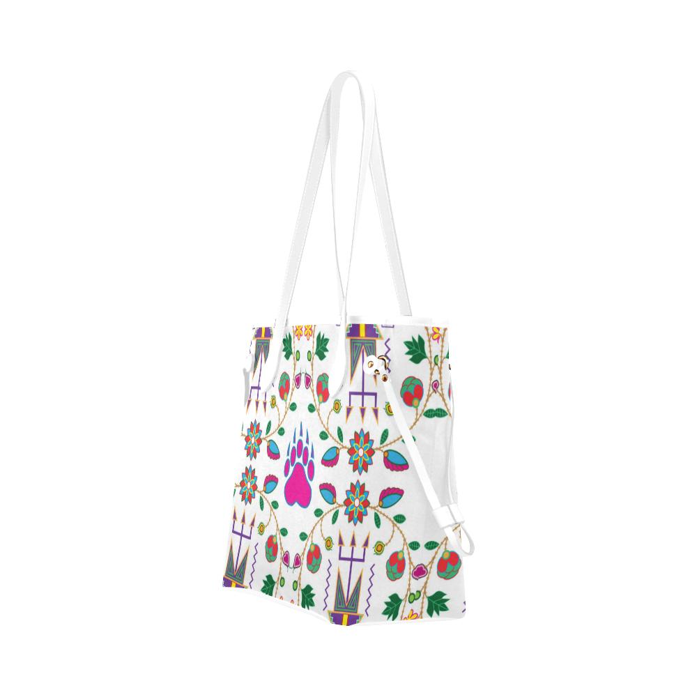 Geometric Floral Fall - White Clover Canvas Tote Bag (Model 1661) Clover Canvas Tote Bag (1661) e-joyer 