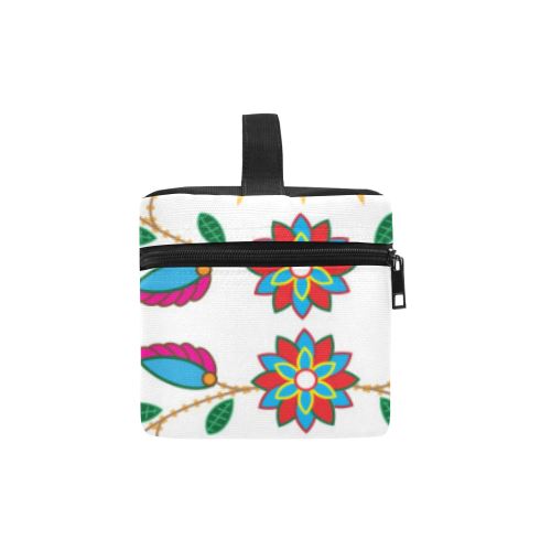 Geometric Floral Fall-White Cosmetic Bag/Large (Model 1658) Cosmetic Bag e-joyer 