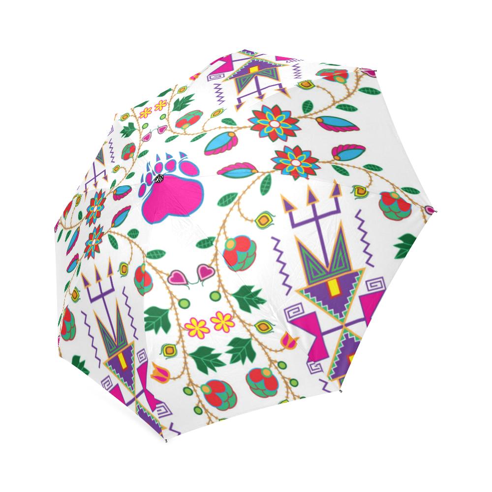 Geometric Floral Fall-White Foldable Umbrella Foldable Umbrella e-joyer 