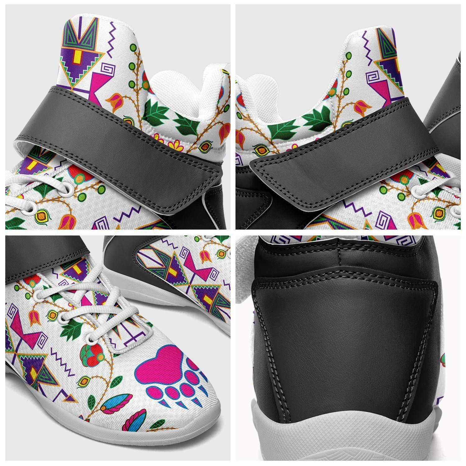 Geometric Floral Fall White Kid's Ipottaa Basketball / Sport High Top Shoes 49 Dzine 